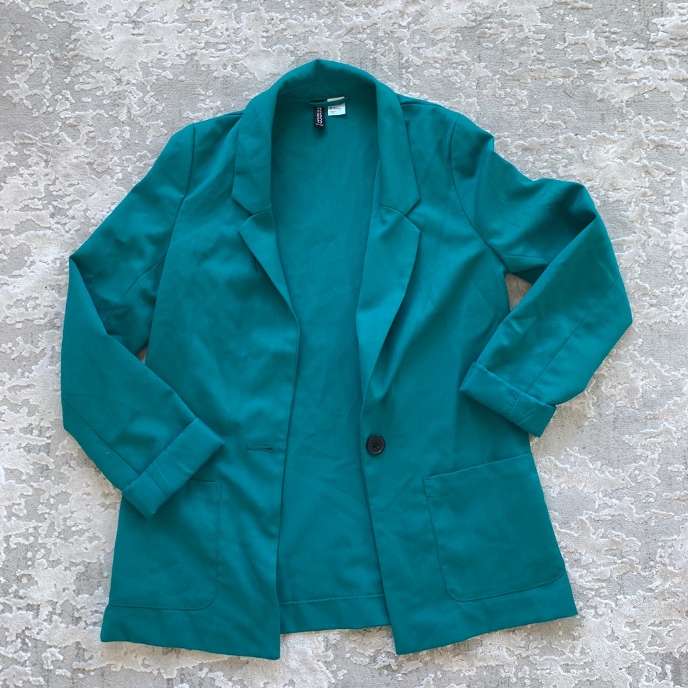 H&M teal blue green blazer